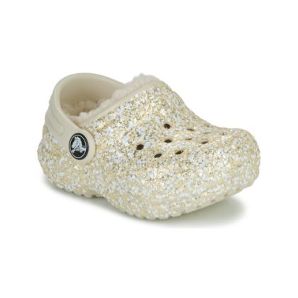 Scarpe bambini ragazza Crocs  Classic Lined Glitter Clog T  Beige Crocs 196265424887