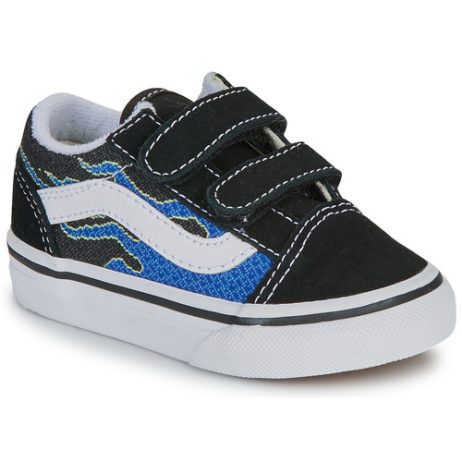 Scarpe bambini ragazzo Vans  Old Skool V PIXEL FLAME BLACK/BLUE  Nero Vans 197063285793