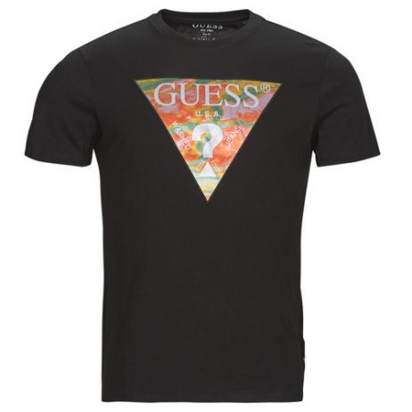 T-shirt uomo Guess  SS BSC ABSTRACT TRI LOGO TEE  Nero Guess 7621701954497