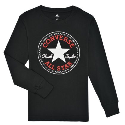 T-shirts a maniche lunghe ragazzo Converse  CHUCK PATCH LONG SLEEVE TEE  Nero Converse 617844058236