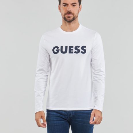 T-shirts-a-maniche-lunghe-uomo-Guess-LABYRINTH-CN-LS-Bianco-Guess-7621826339780-1