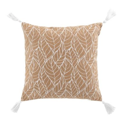 cuscini    COUSSIN DEHOUS. COMPR. POMPONS 40x40 CM JUTE IMPRIME/POLYCOTON U  Beige