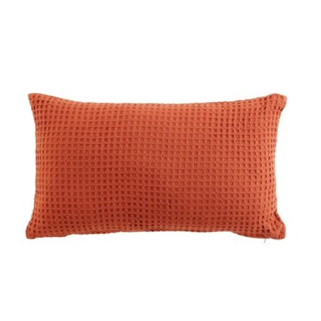 cuscini    COUSSIN DEHOUSSABLE 30 x 50 CM COTON UNI GAUFRETTE TERRACOTTA  Rosso