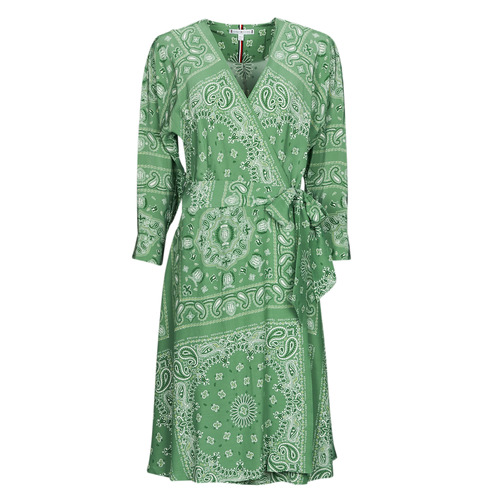 Abito corto    BANDANA WRAP KNEE DRESS 3/4 SLV  Verde