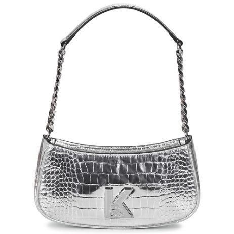 Borsa a spalla donna Karl Lagerfeld  K/KAMEO SHOULDERBAG CROC  Argento Karl Lagerfeld 8720744670926