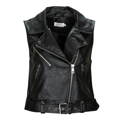 Giacca in pelle    ONLVERA FAUX LEATHER WAISTCOAT  Nero