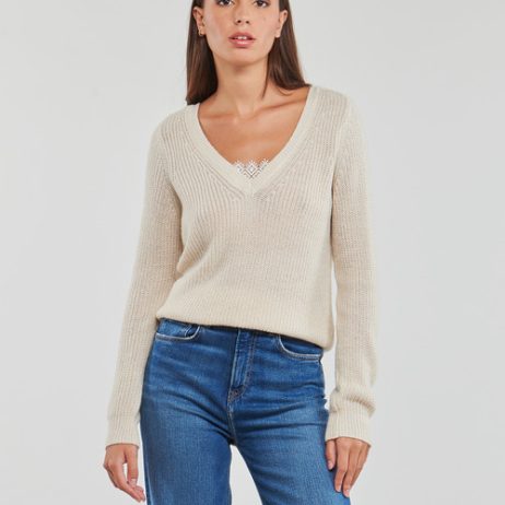 Maglione-VIDEBRA-REV-LS-V-NECK-KNIT-TOP-Beige-1