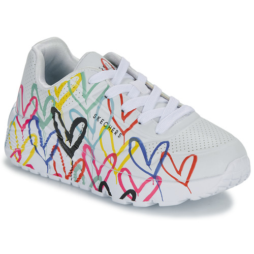 Scarpe bambini ragazza Skechers  UNO LITE - GOLDCROWN SPREAD THE LOVE  Bianco Skechers 195969810972