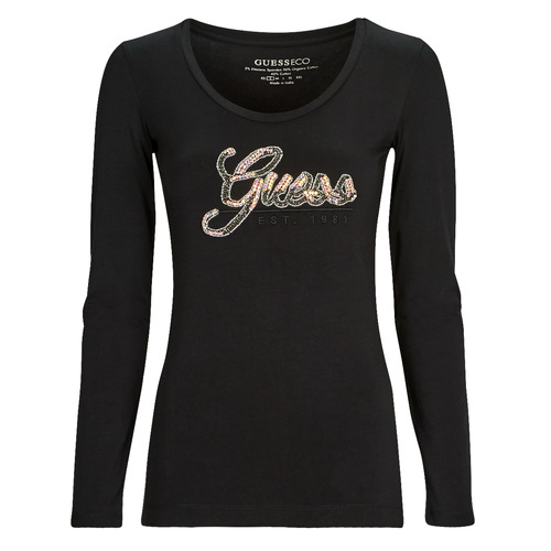 T-shirts a maniche lunghe    LS SN GUESS SCRIPT TEE  Nero