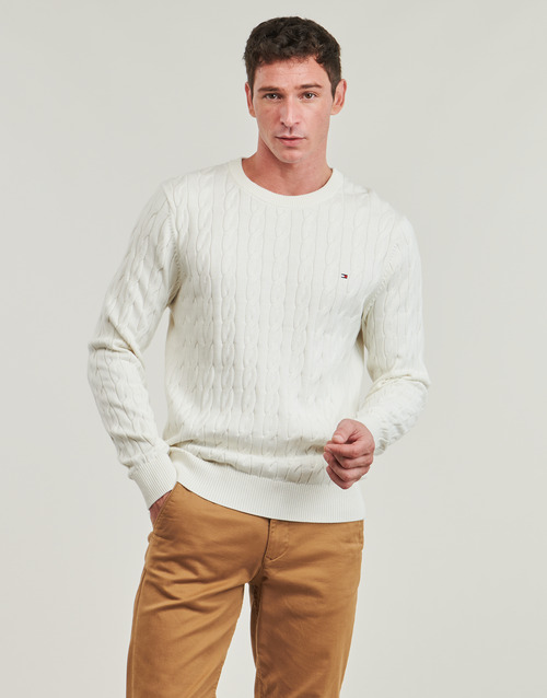 Maglione-uomo-Tommy-Hilfiger-CLASSIC-COTTON-CABLE-CREW-NECK-Bianco-Tommy-Hilfiger-8720637416853-1