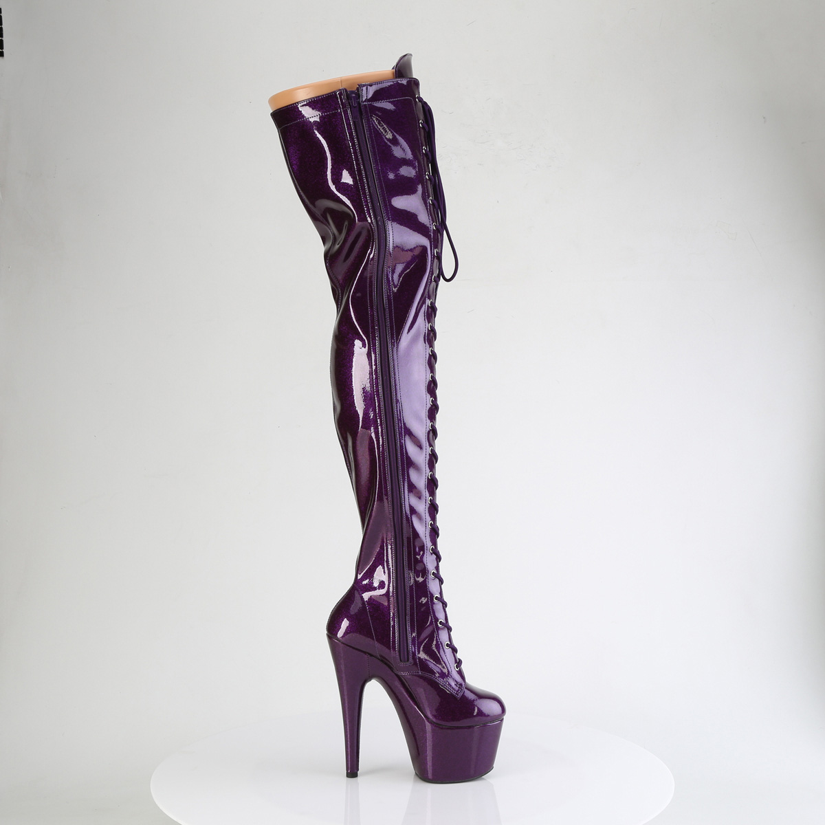 Pleaser ADORE-3020GP ADO3020GP/PPG/M Stivali Sopra il Ginocchio  Tacco Altissimo 17 Plateau 7.0 Viola Glitter ADO3020GP/PPG/M