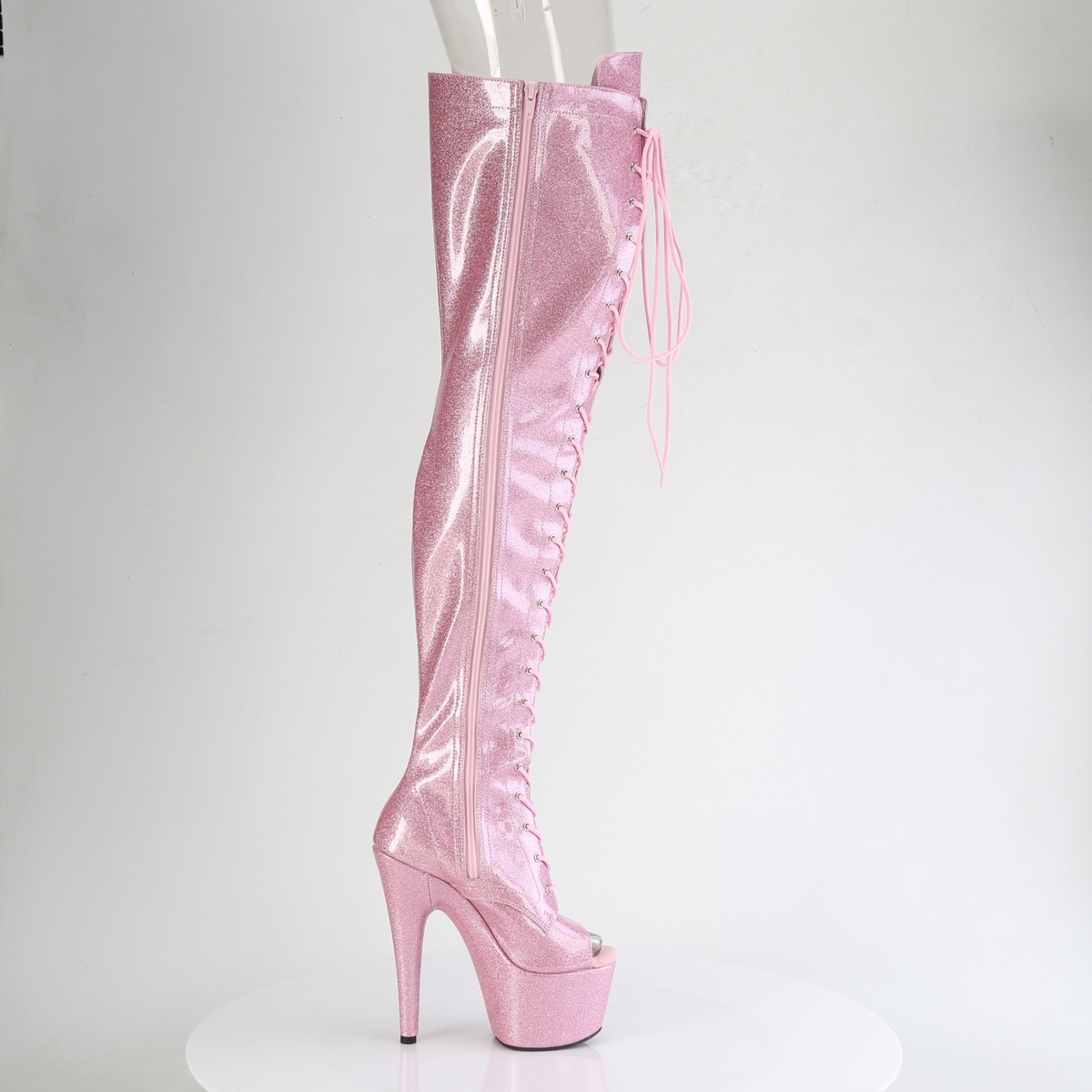 Pleaser ADORE-3021GP ADO3021GP/BPG/M Stivali Sopra il Ginocchio  Tacco Altissimo 17 Plateau 7.0 Rosa Glitter ADO3021GP/BPG/M