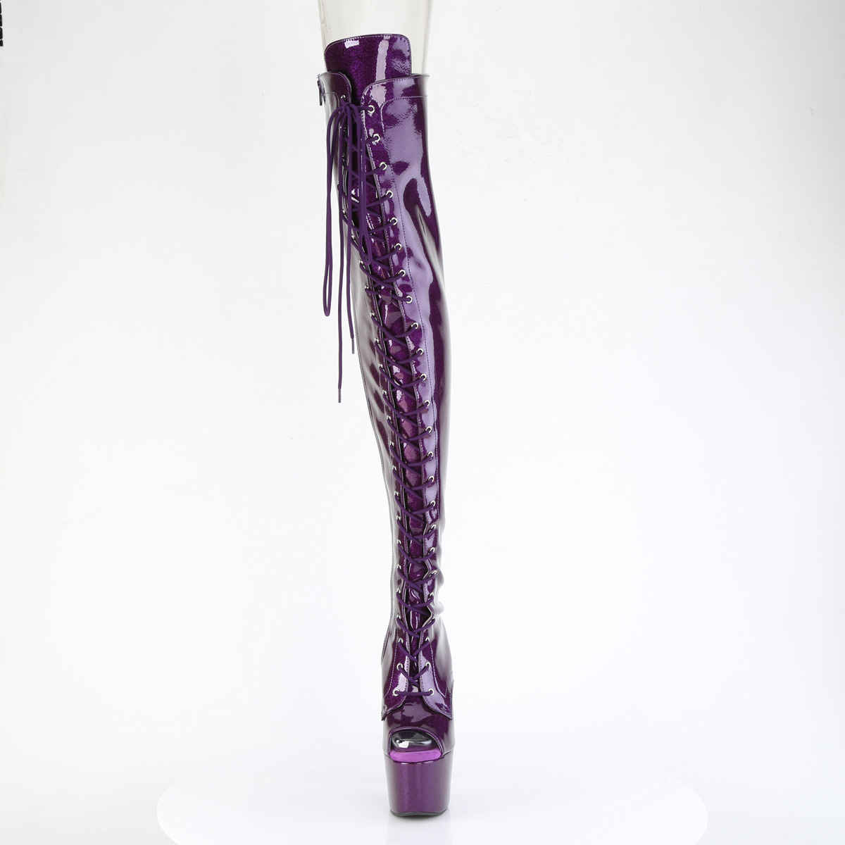 Pleaser ADORE-3021GP ADO3021GP/PPG/M Stivali Sopra il Ginocchio  Tacco Altissimo 17 Plateau 7.0 Viola Glitter ADO3021GP/PPG/M