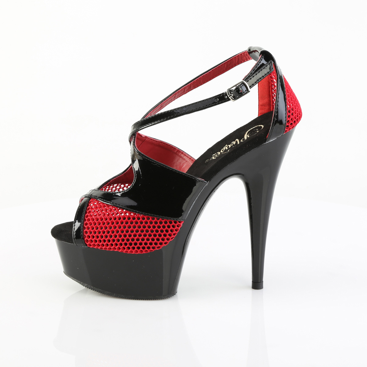 Pleaser DELIGHT-652-1 DEL652-1/B-R/B Sandali Donna  Tacco Altissimo 15 Plateau 4.5 Nero DEL652-1/B-R/B