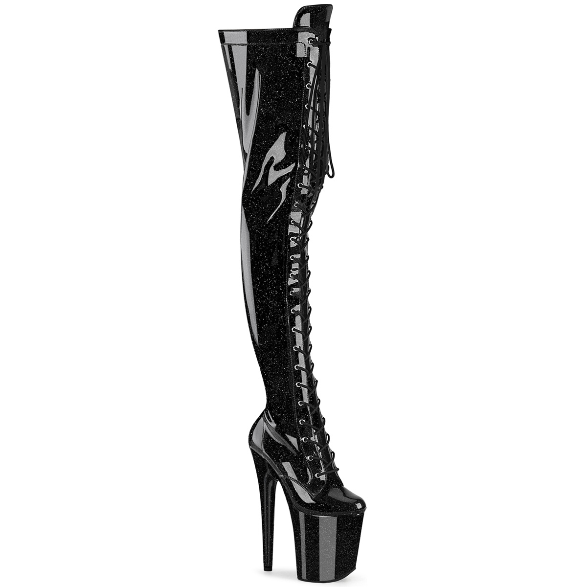 Pleaser FLAMINGO-3020GP FLAM3020GP/BG/M Stivali Sopra il Ginocchio  Tacco Altissimo 20 Plateau 10.0 Nero FLAM3020GP/BG/M